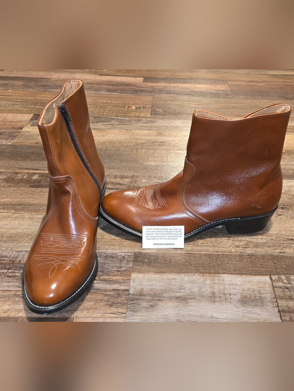 Vintage 80s ACME Mens Side Zip Leather Western Boots 13B Made in US